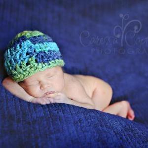 Baby Boy Beanie, Newborn Boy Hat, Blue, Green -..