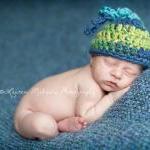Crochet Baby Boy Top Knot Chunky Beanie Hat Photo..