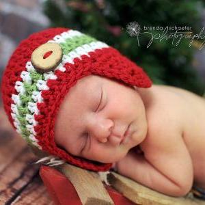 Christmas Earflap Hat For Newborn Baby Boy - Ready..