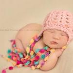Crochet Little Pom Pom Beanie For Newborn Baby..