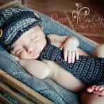 Newborn Boy Hat And Necktie Set Newsboy Hat And..
