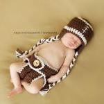 Crochet Football Hat And Diaper Cover Set In..