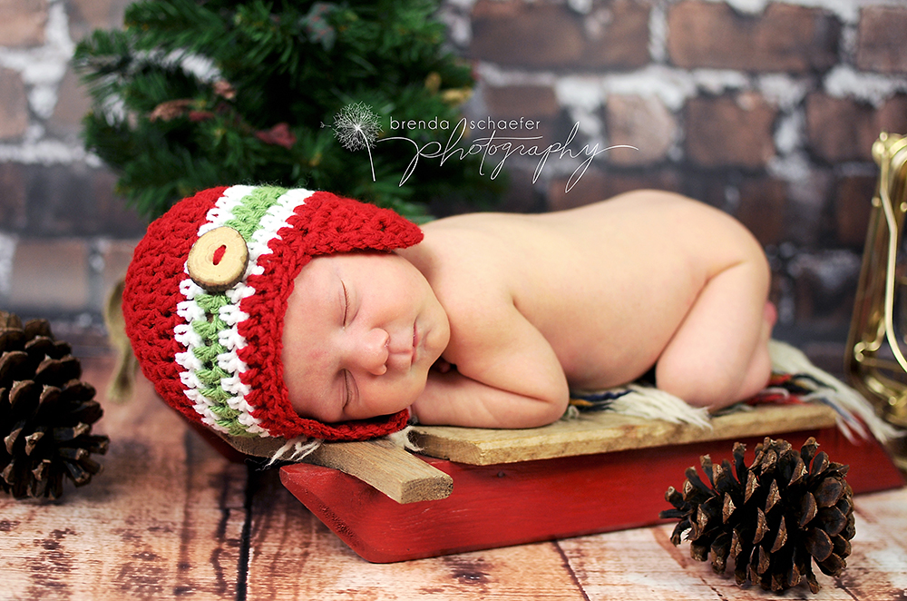 Christmas Earflap Hat For Newborn Baby Boy - Ready To Ship