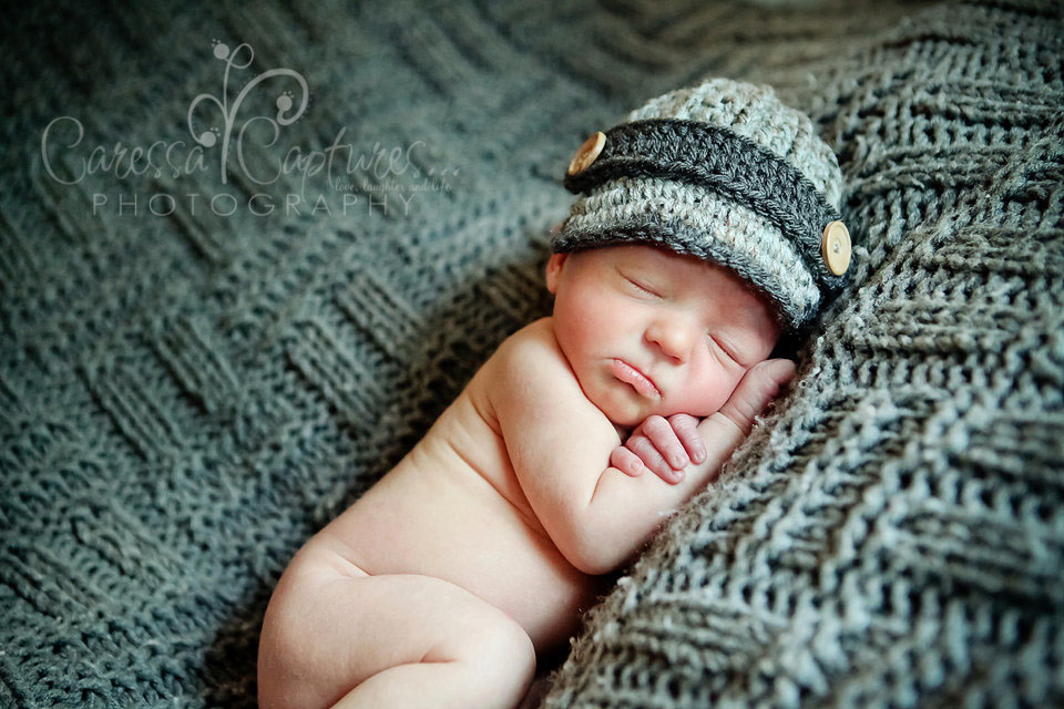 Grey And Charcoal Newsboy Hat For Baby Boys