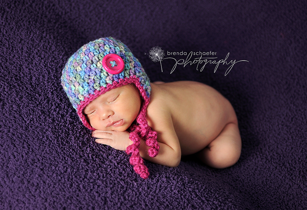Baby Girl Earflap Hat With Button In Multicolor And Pink
