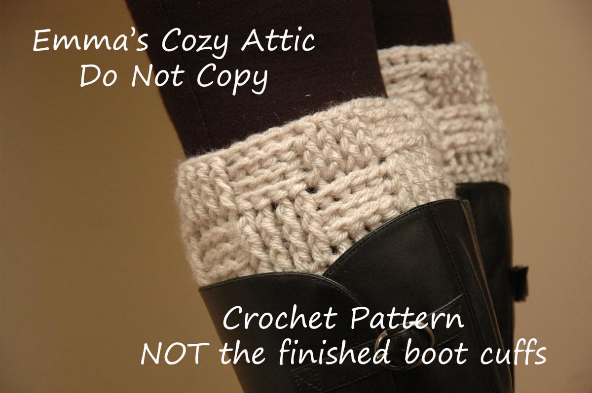 Crochet Pattern - Basketweave Boot Cuffs - Boot Cuff - Leg Warmers ...